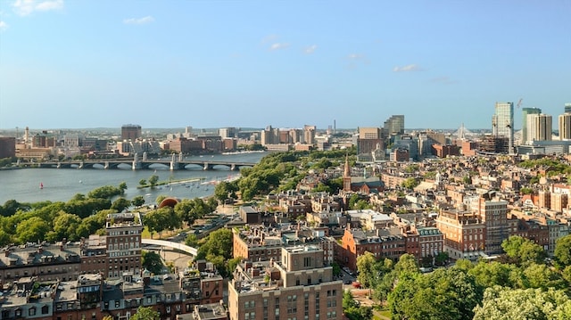 property's view of city featuring a water view