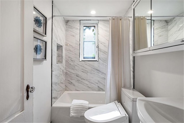 12 Lindall Pl Unit 3, Boston, MA 02114 - full bath with shower / bath combo, toilet, and a sink