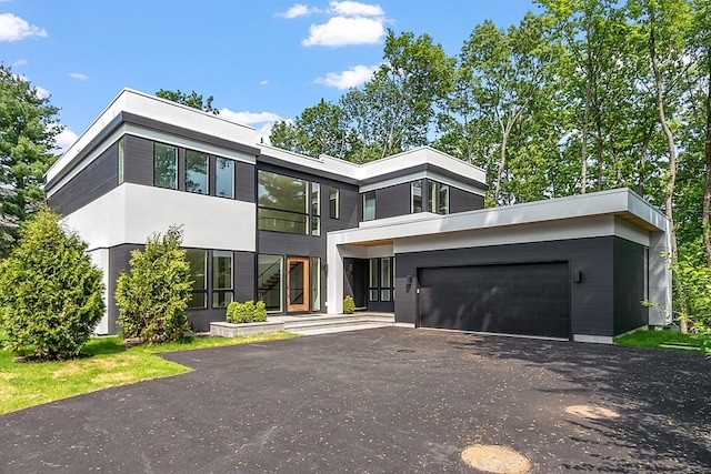 contemporary home with a garage