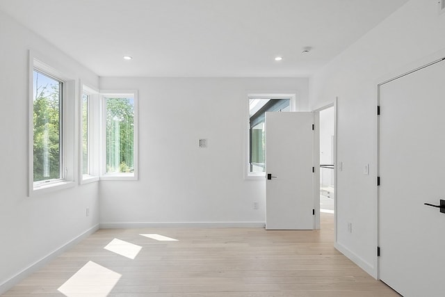 empty room featuring a wealth of natural light and light hardwood / wood-style floors