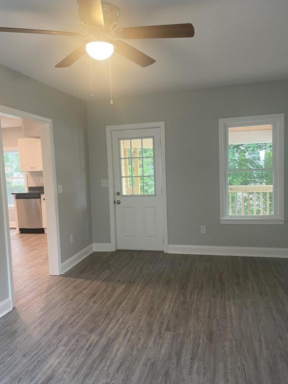 15 Forest St, Whitman, MA 02382 - interior space featuring dark wood-style floors, baseboards, and ceiling fan