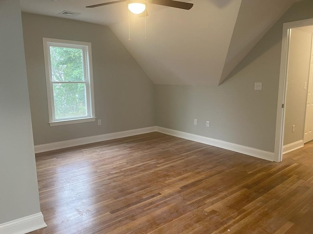 15 Forest St, Whitman, MA 02382 - bonus room featuring ceiling fan, lofted ceiling, wood finished floors, and baseboards