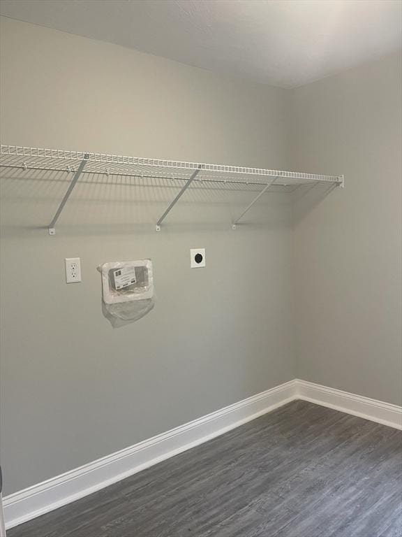 15 Forest St, Whitman, MA 02382 - laundry area with hookup for an electric dryer, baseboards, and dark wood-style floors