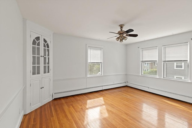 36 Kings Bch, Swampscott, MA 01907 - empty room with light wood-type flooring, ceiling fan, and baseboard heating