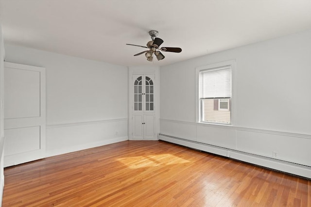 36 Kings Bch, Swampscott, MA 01907 - unfurnished room with baseboard heating, a ceiling fan, and light wood finished floors