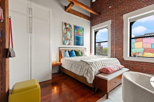 49 Munroe St Unit 405, Lynn, MA 01901 - bedroom featuring brick wall and hardwood / wood-style flooring