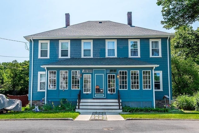 76 Colburn St Unit 76, Dedham, MA 02026 - view of front of property with a chimney and roof with shingles