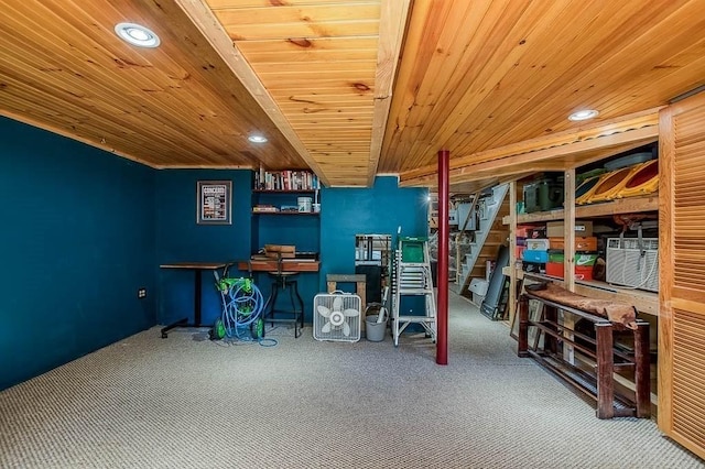 76 Colburn St Unit 76, Dedham, MA 02026 - office area with carpet, wooden ceiling, and recessed lighting