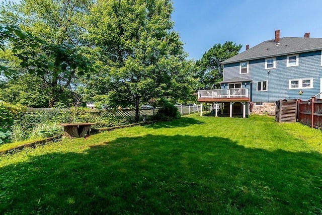 76 Colburn St Unit 76, Dedham, MA 02026 - rear view of house with a wooden deck, a fenced backyard, and a chimney