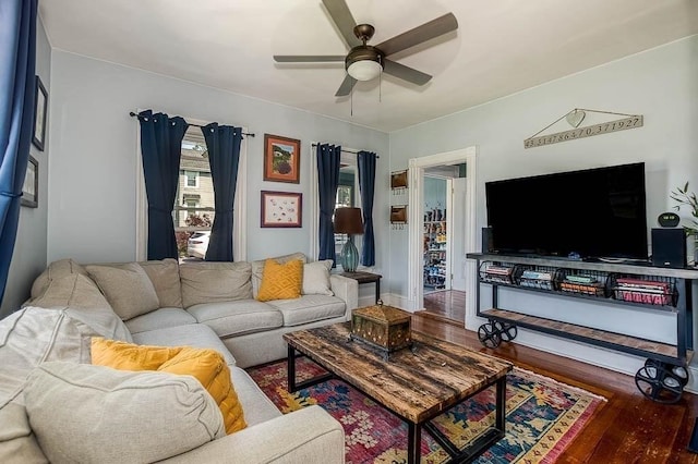 76 Colburn St Unit 76, Dedham, MA 02026 - living room featuring ceiling fan and wood finished floors