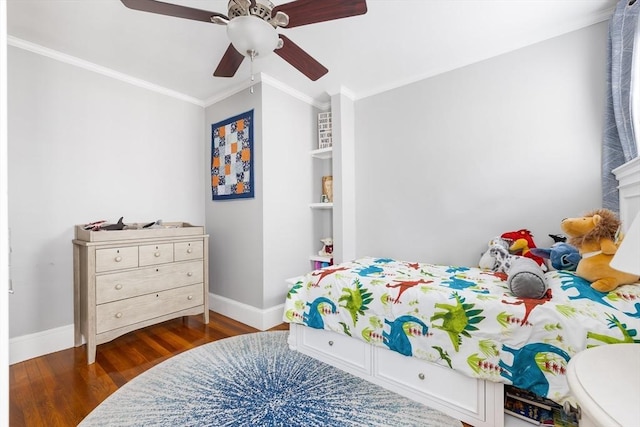 72 Edgecliff Rd Unit 72, Watertown, MA 02472 - bedroom featuring wood finished floors, ornamental molding, baseboards, and ceiling fan