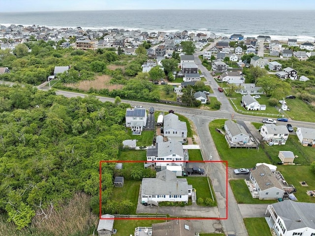 14 Mcarthur Ln, Marshfield, MA 02050 - aerial view of residential area featuring property parcel outlined and a large body of water