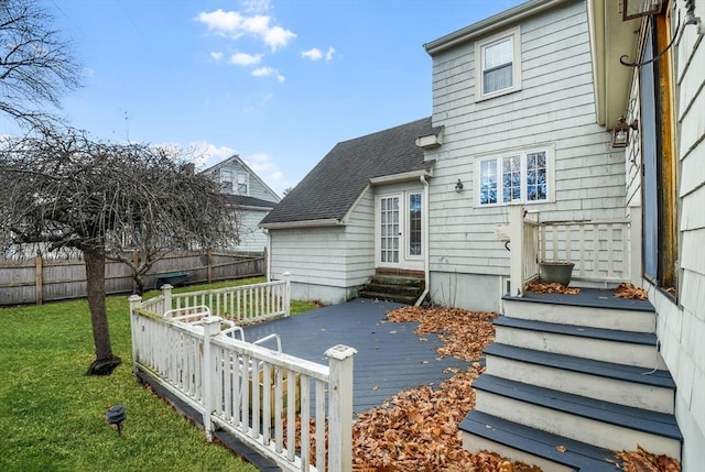 deck featuring a lawn