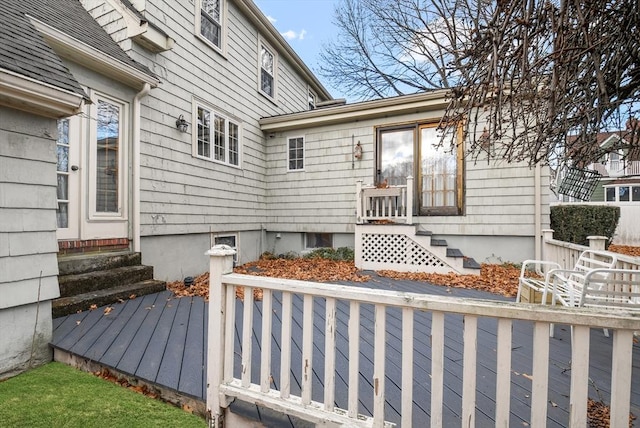 exterior space featuring a wooden deck