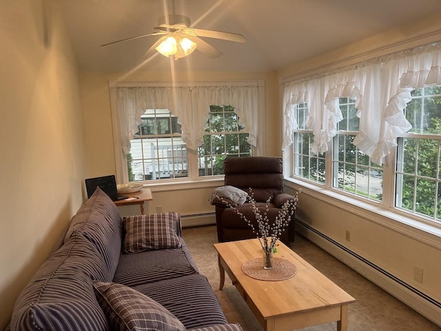 interior space featuring a wealth of natural light and baseboard heating