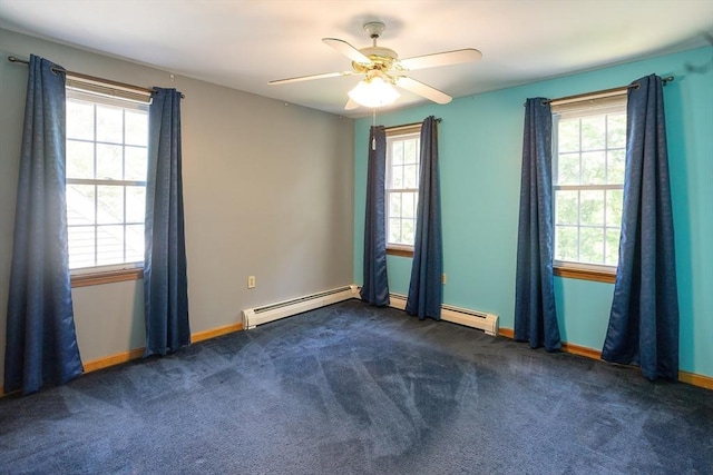 18 Oakwind Holw, Leominster, MA 01453 - carpeted spare room with ceiling fan, a baseboard radiator, and baseboards