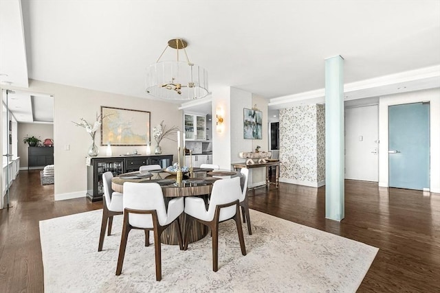 65 E India Row Unit 28Ef, Boston, MA 02110 - dining room with wood finished floors, a chandelier, and wine cooler