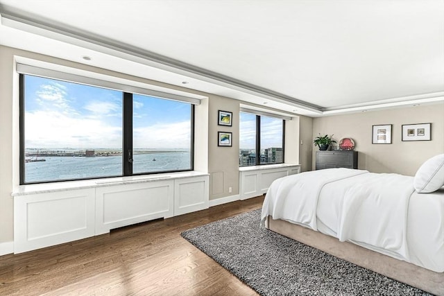 65 E India Row Unit 28Ef, Boston, MA 02110 - bedroom with wood finished floors and a water view