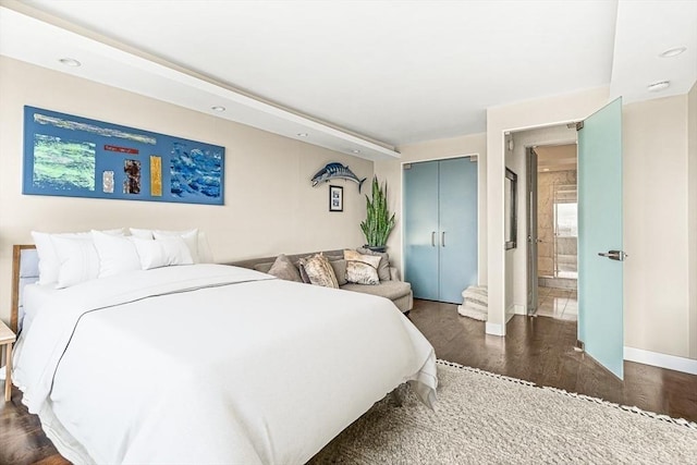 65 E India Row Unit 28Ef, Boston, MA 02110 - bedroom with wood finished floors, a closet, and recessed lighting
