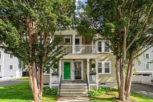 34 Sheafe St Unit 1, Brookline, MA 02467 - view of front of house featuring a balcony and covered porch