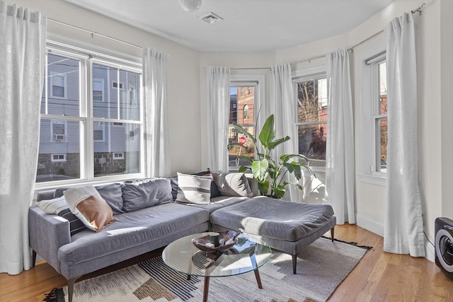 interior space with light hardwood / wood-style floors