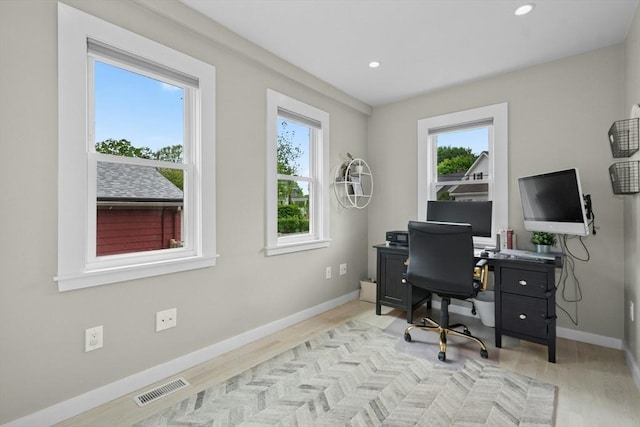 21 Milton Rd, Quincy, MA 02171 - office space with plenty of natural light, light wood-type flooring, baseboards, and recessed lighting