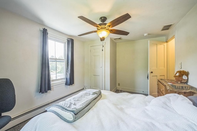 197-199 Main St, Chelmsford, MA 01863 - bedroom with a baseboard heating unit, ceiling fan, and baseboards