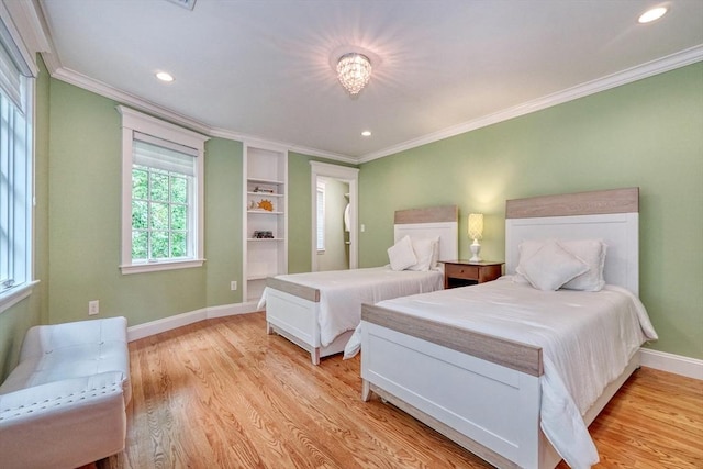 24 Cory Ln, Reading, MA 01867 - bedroom featuring ornamental molding, baseboards, light wood-style flooring, and recessed lighting