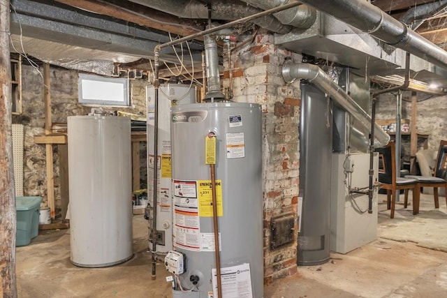 1130 Water St, Fitchburg, MA 01420 - utility room featuring gas water heater and heating unit