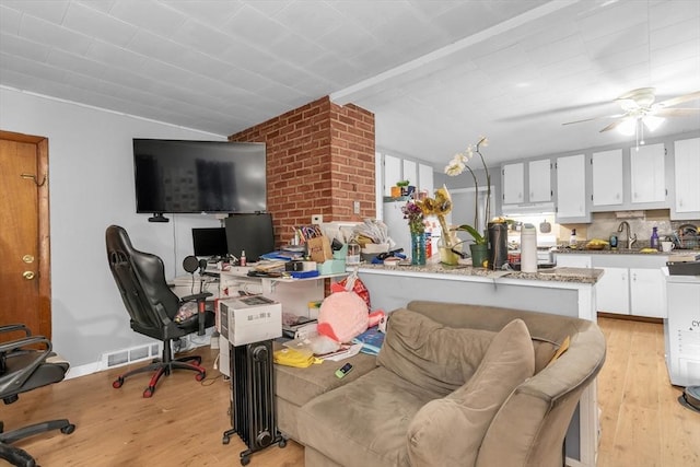 1130 Water St, Fitchburg, MA 01420 - office space with ceiling fan, light wood-style floors, and vaulted ceiling
