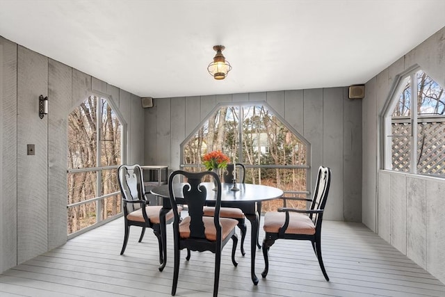 dining area featuring light wood finished floors