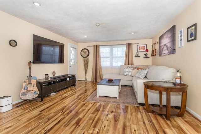 living room featuring light hardwood / wood-style flooring