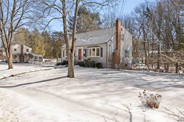 exterior space featuring a chimney