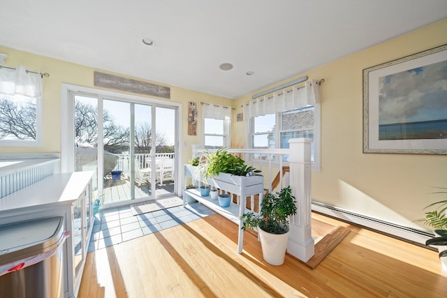 sunroom / solarium featuring a baseboard radiator