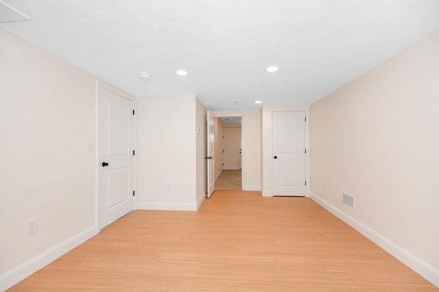 interior space with light hardwood / wood-style floors