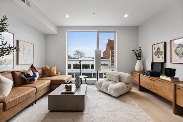 living room featuring light hardwood / wood-style floors