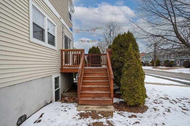 exterior space featuring a wooden deck