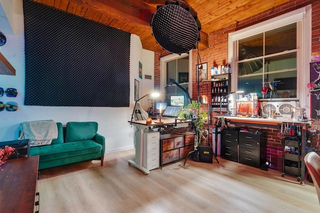 21 Wingate Unit 606, Haverhill, MA 01832 - home office with wood finished floors and brick wall