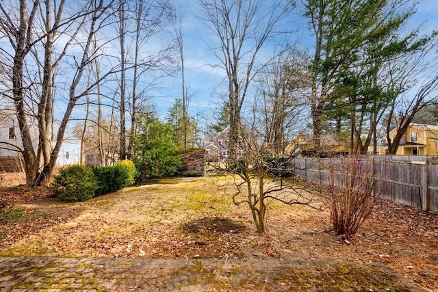 view of yard featuring fence