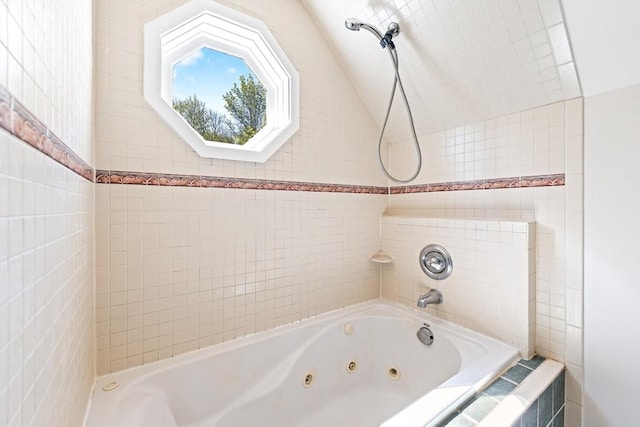 17 S High St, Ashburnham, MA 01430 - bathroom featuring lofted ceiling and a combined bath / shower with jetted tub