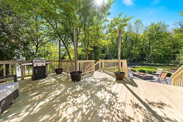 17 S High St, Ashburnham, MA 01430 - wooden deck with an outdoor fire pit