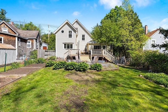17 S High St, Ashburnham, MA 01430 - back of house featuring stairway, a vegetable garden, and a deck