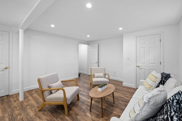 sitting room featuring dark hardwood / wood-style flooring