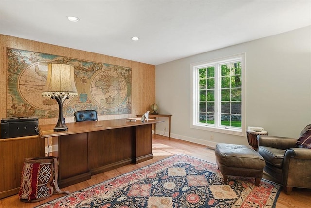 12 Vose Hill Rd, Westford, MA 01886 - office area featuring baseboards, light wood-style floors, and recessed lighting