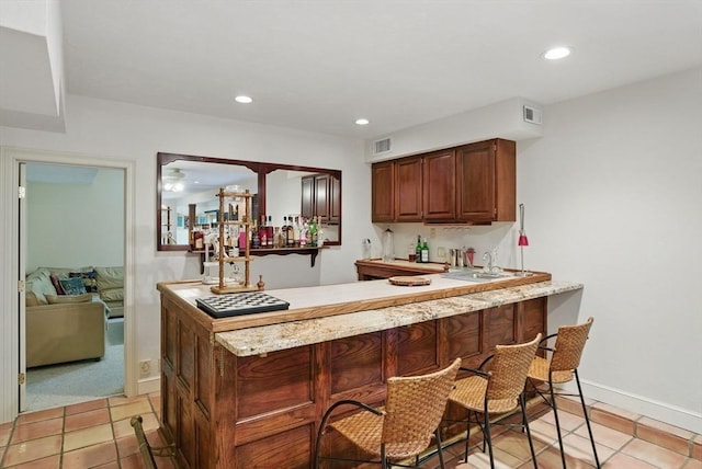 12 Vose Hill Rd, Westford, MA 01886 - indoor wet bar featuring light tile patterned flooring, recessed lighting, and baseboards