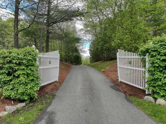 12 Vose Hill Rd, Westford, MA 01886 - view of asphalt driveway featuring a gated entry