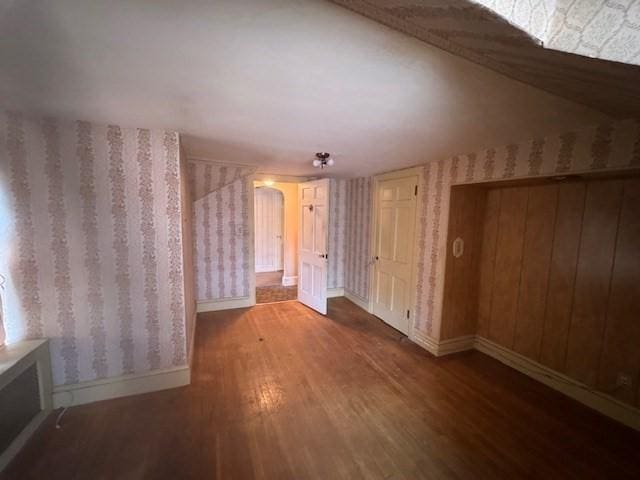 1002 Charles St, North Providence, RI 02904 - empty room with wood finished floors and wallpapered walls