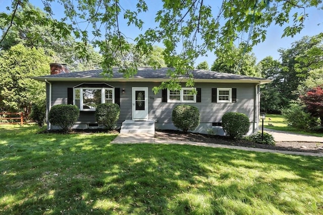 908 Tinkham Rd, Wilbraham, MA 01095 - ranch-style home featuring a chimney and a front yard