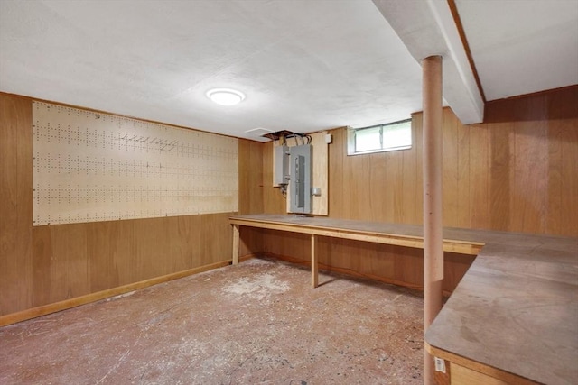93 Pittroff Ave, South Hadley, MA 01075 - basement featuring wood walls and electric panel