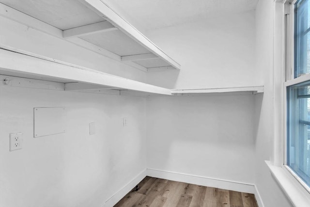 walk in closet featuring wood finished floors